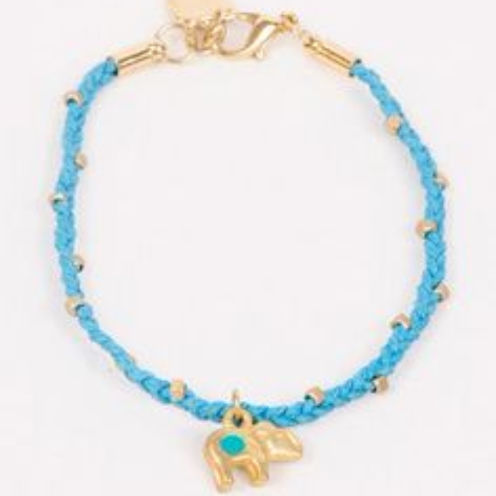 NWT Joia Elephant Boho Braided Bracelet Blue